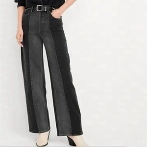 NWOT Old Navy Black and Gray Wide Leg Jean